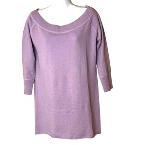Neiman Marcus Sweater 100% Cashmere 3/4 Sleeve Crewneck Pullover Lavender Sz M